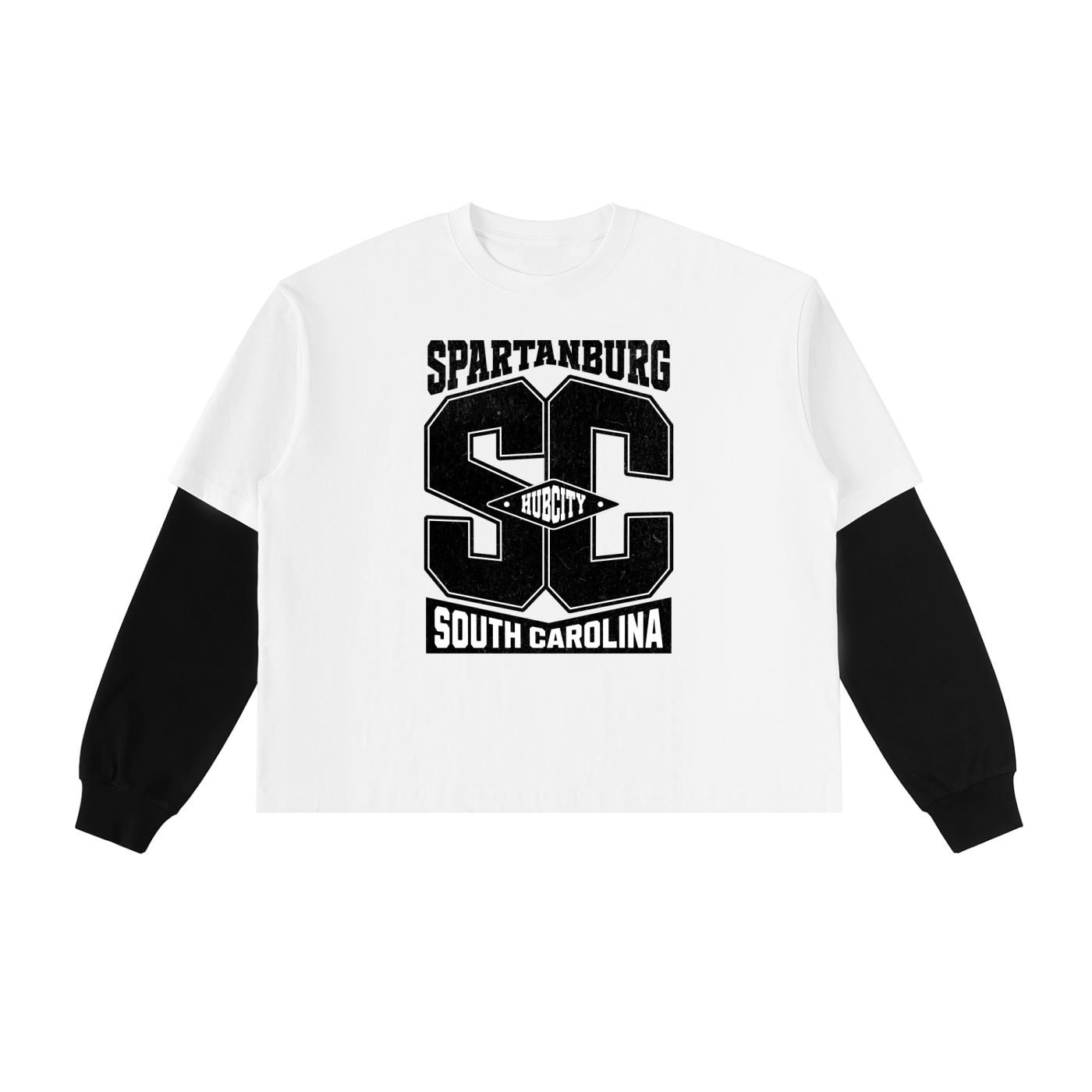 Layered Contrast Sleeve Cotton T-Shirt