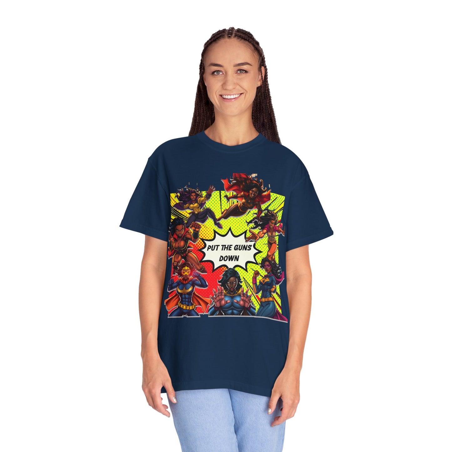 Put The Guns Down — Superhero Woman Fighting Gun Violence T-Shirt