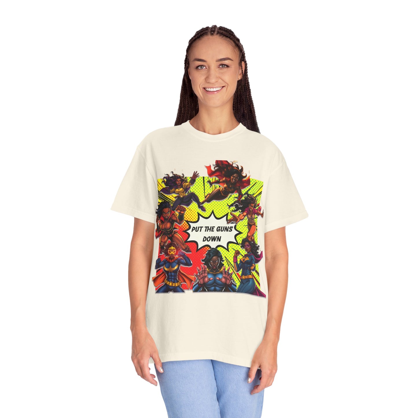 Put The Guns Down — Superhero Woman Fighting Gun Violence T-Shirt