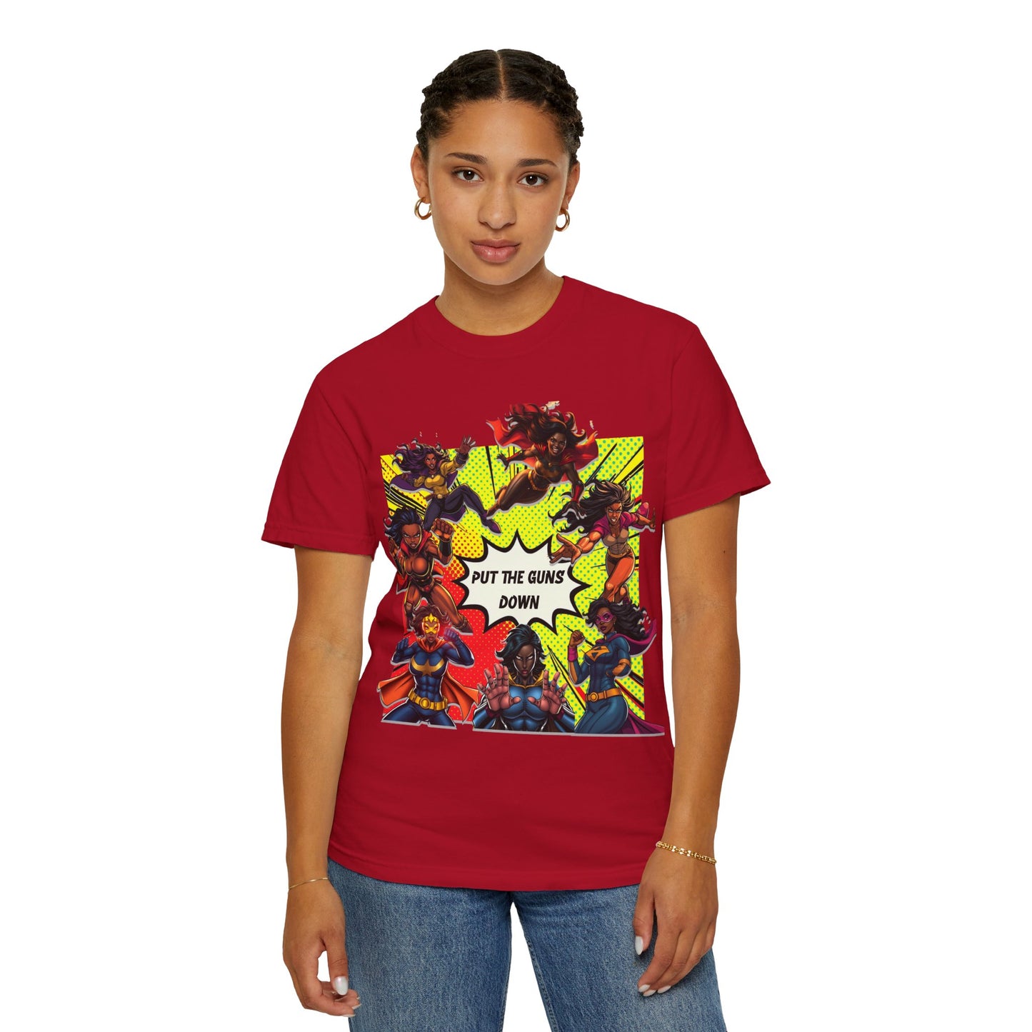 Put The Guns Down — Superhero Woman Fighting Gun Violence T-Shirt