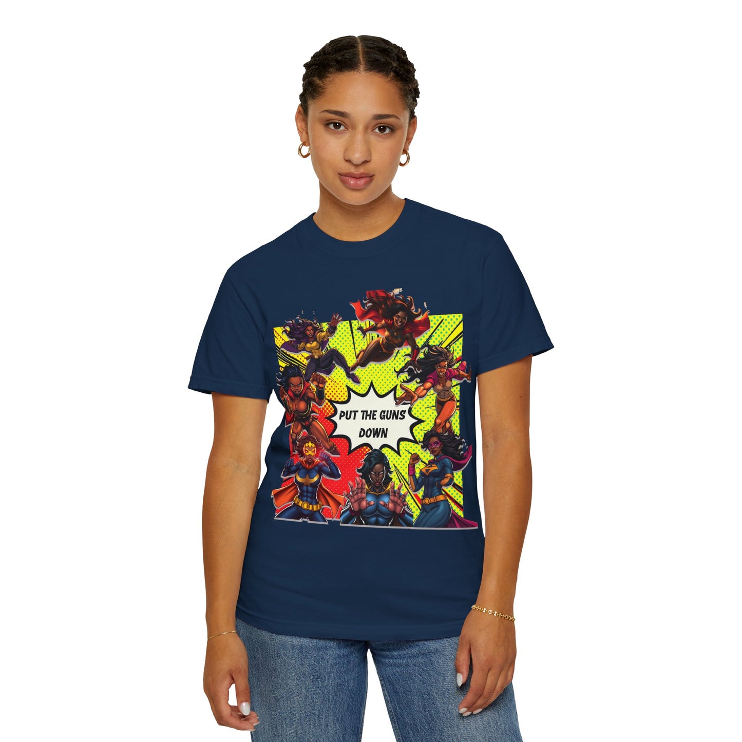 Put The Guns Down — Superhero Woman Fighting Gun Violence T-Shirt