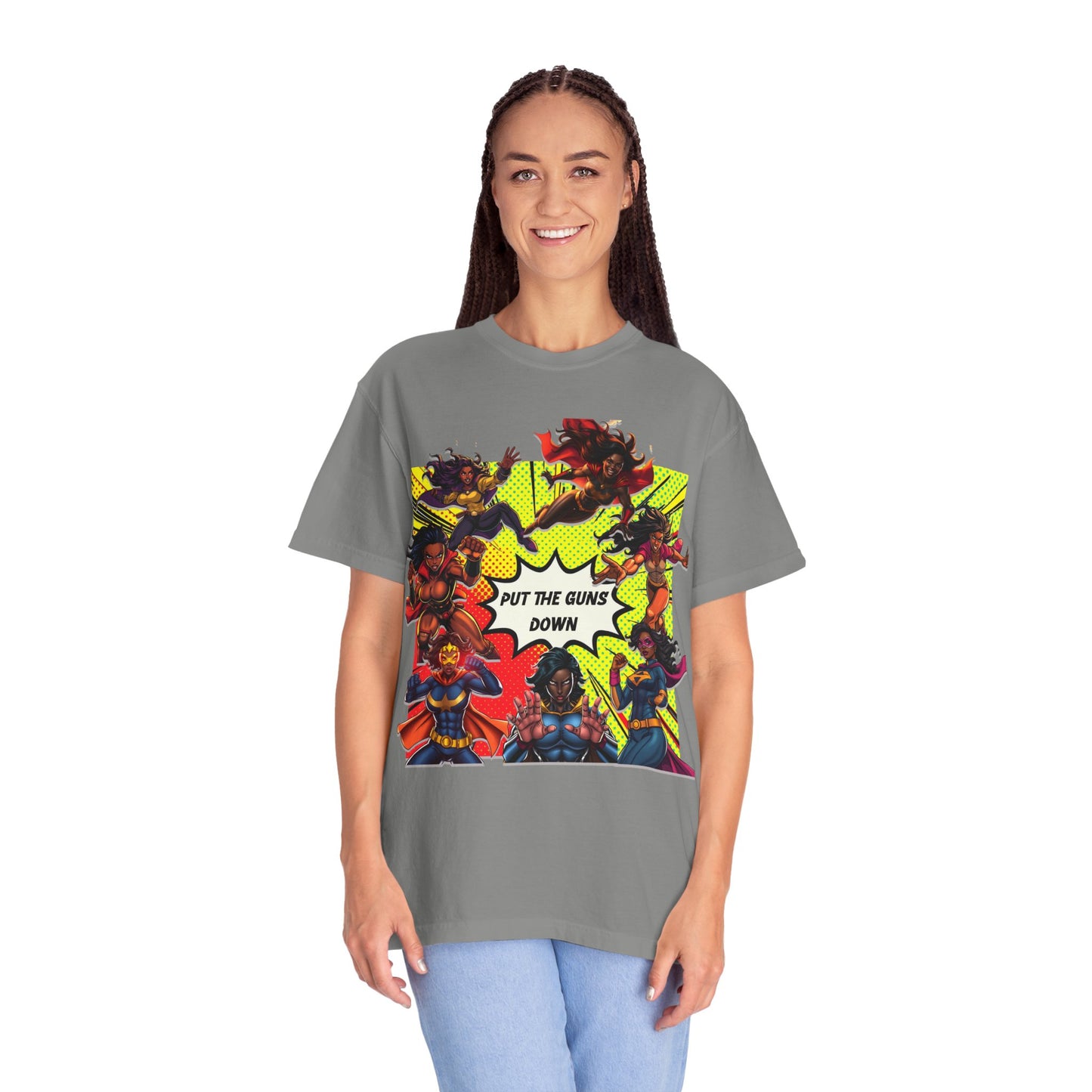 Put The Guns Down — Superhero Woman Fighting Gun Violence T-Shirt