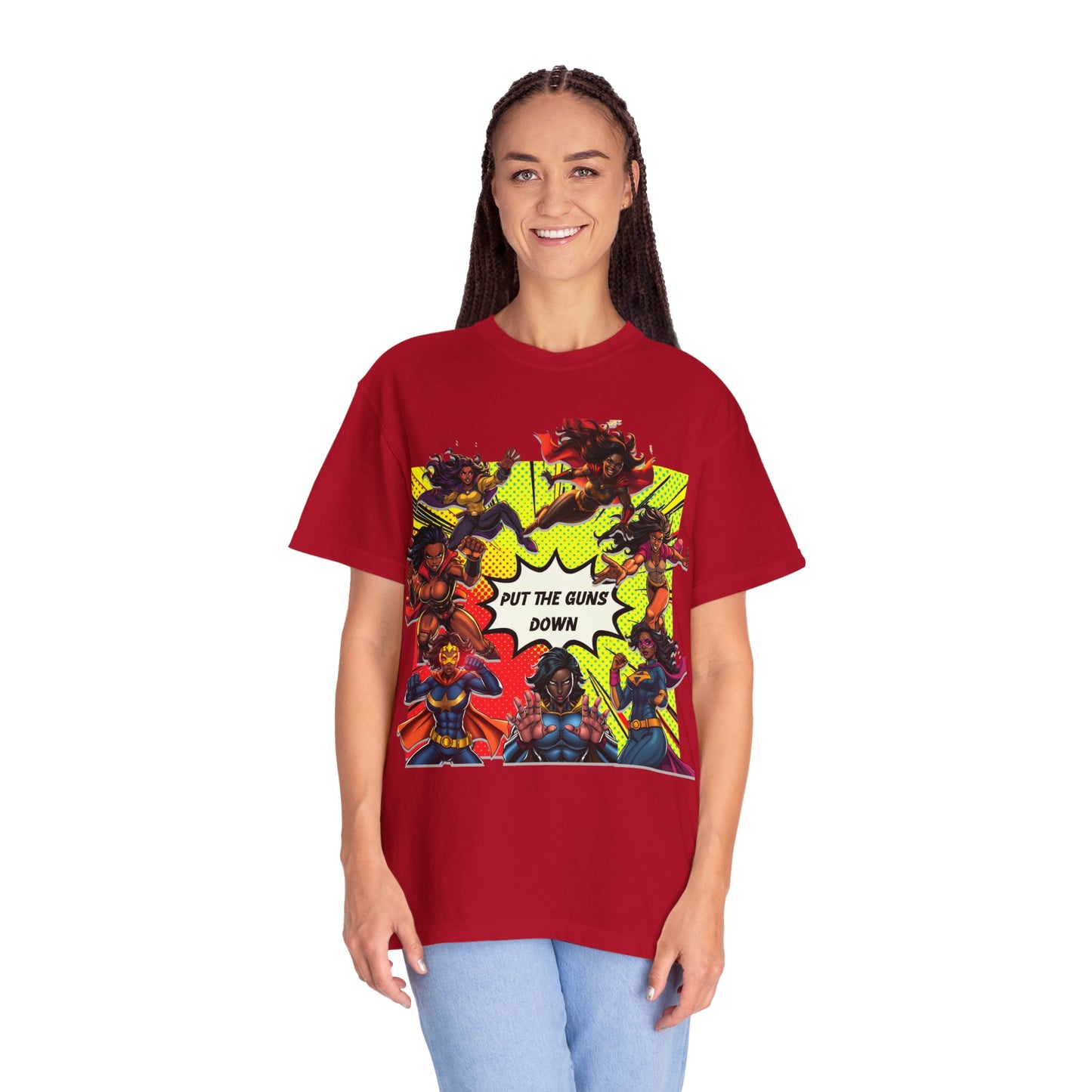 Put The Guns Down — Superhero Woman Fighting Gun Violence T-Shirt