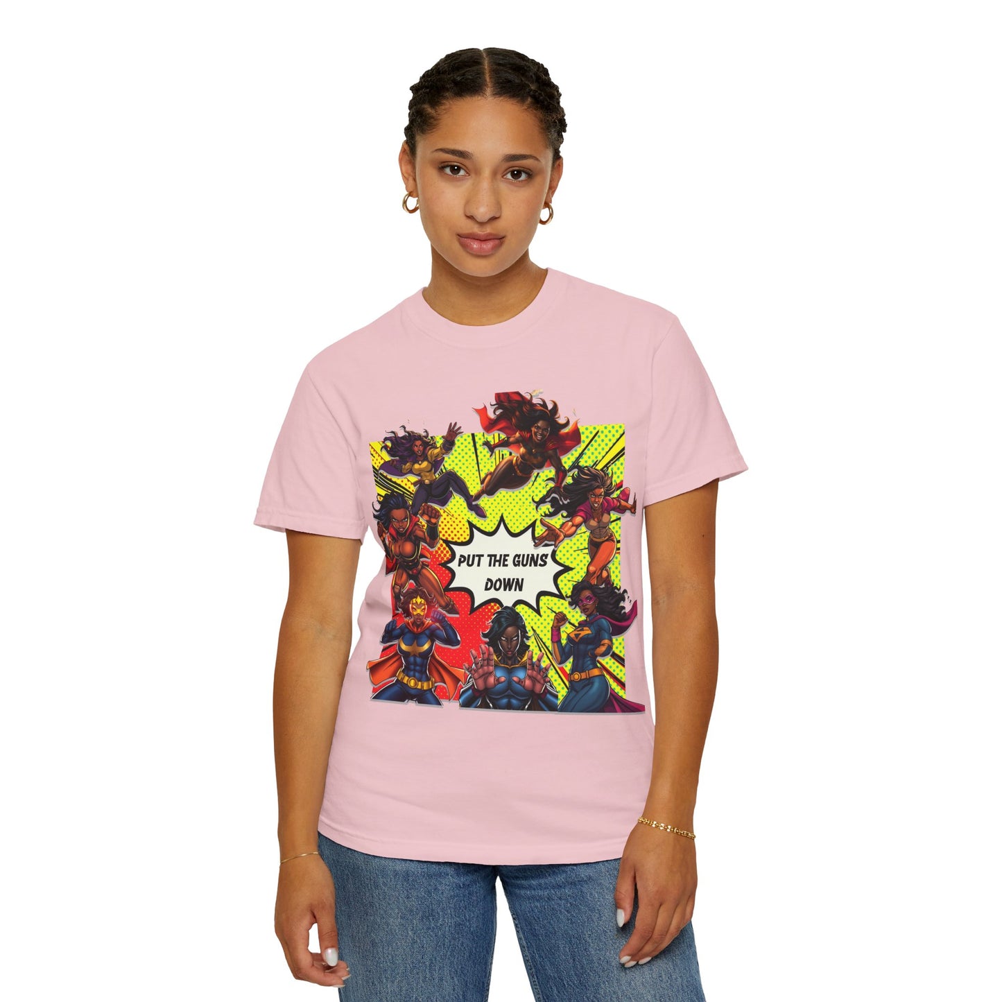 Put The Guns Down — Superhero Woman Fighting Gun Violence T-Shirt