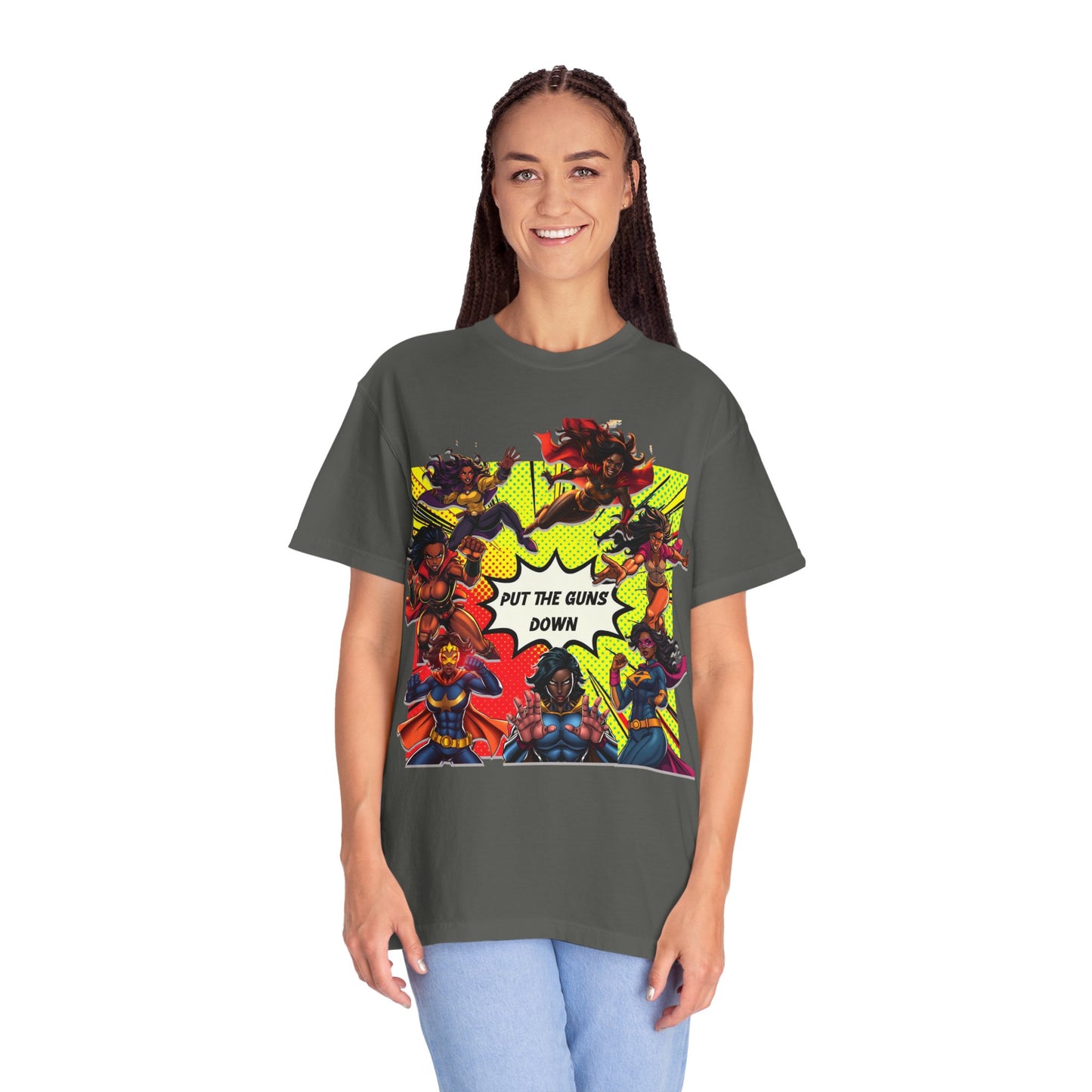Put The Guns Down — Superhero Woman Fighting Gun Violence T-Shirt