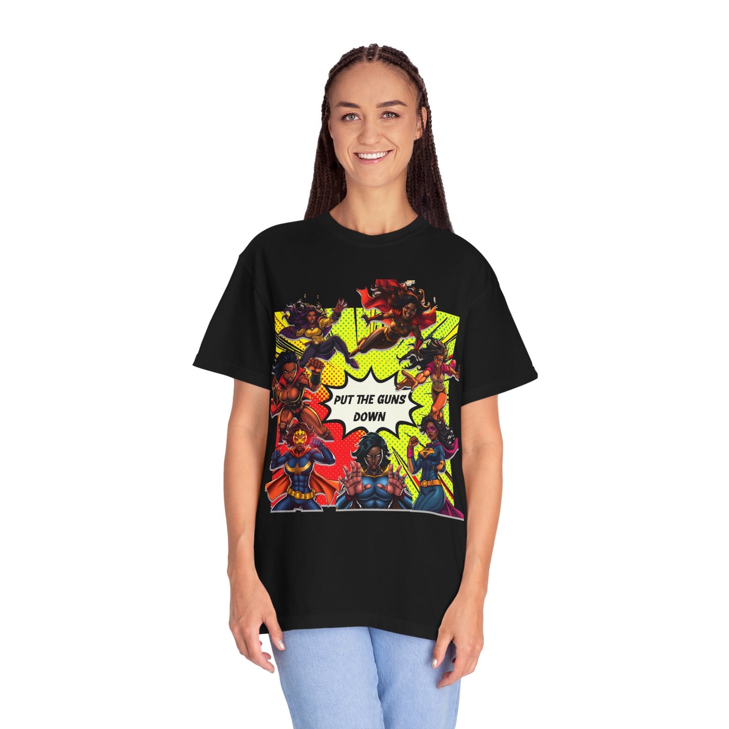 Put The Guns Down — Superhero Woman Fighting Gun Violence T-Shirt