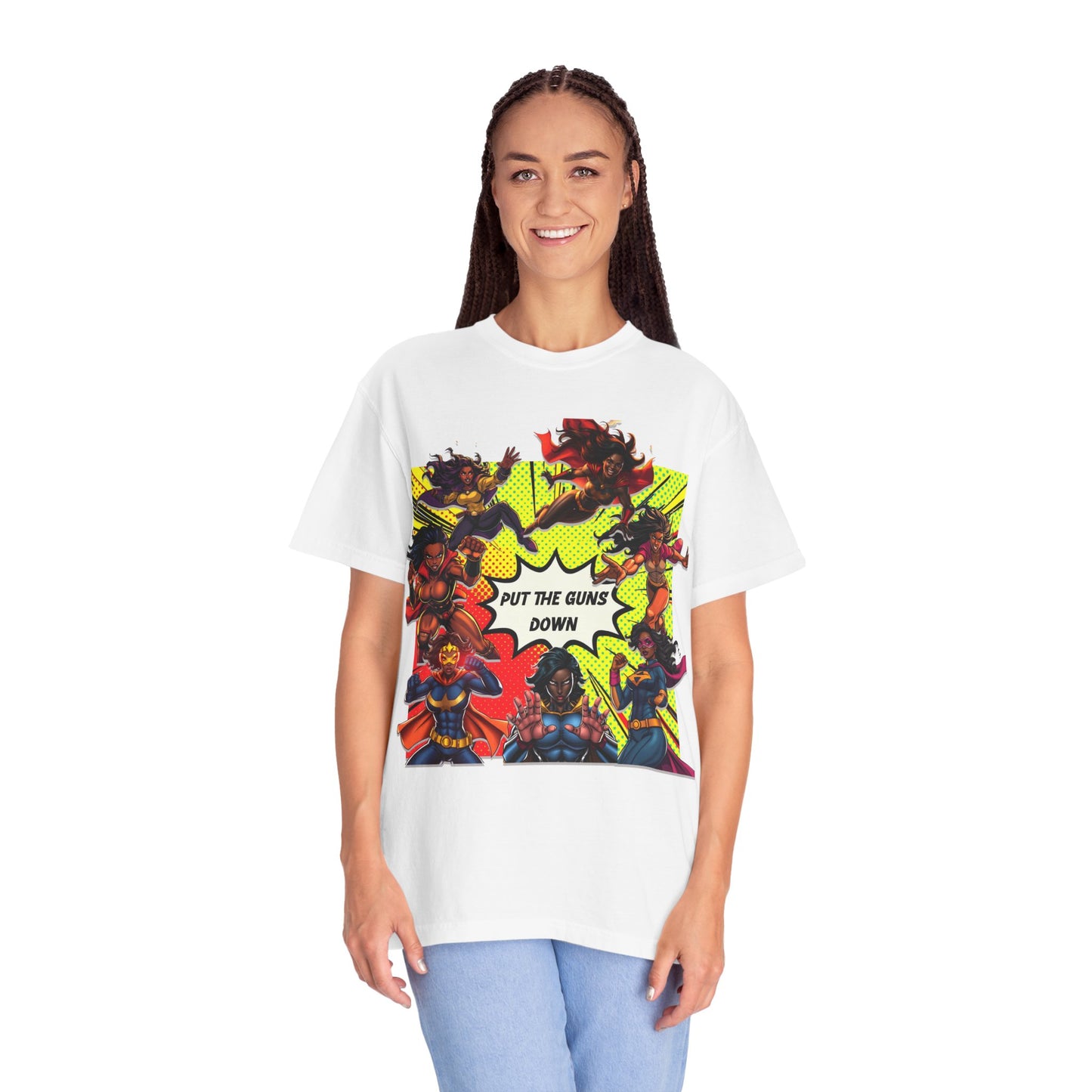 Put The Guns Down — Superhero Woman Fighting Gun Violence T-Shirt